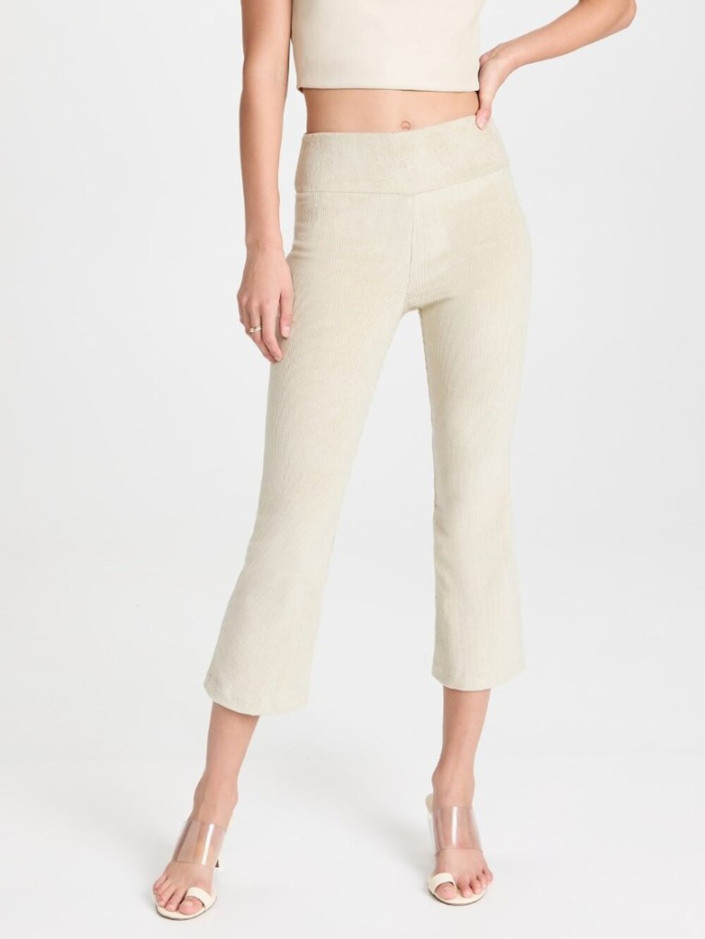 SPRWMN Crop Flare Corduroy Beige Pants - Small